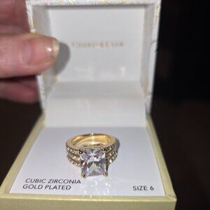 Brand new in box cubic zirconia gold plated ring size 6 charter club beautiful
